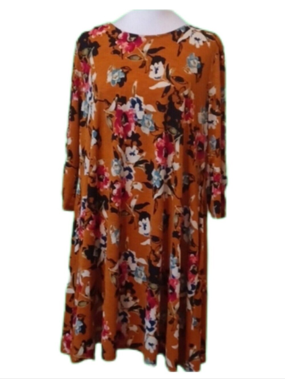 ** Pink Nickel Floral Long Sleeve Dress in Orange and Black Women's Size Large